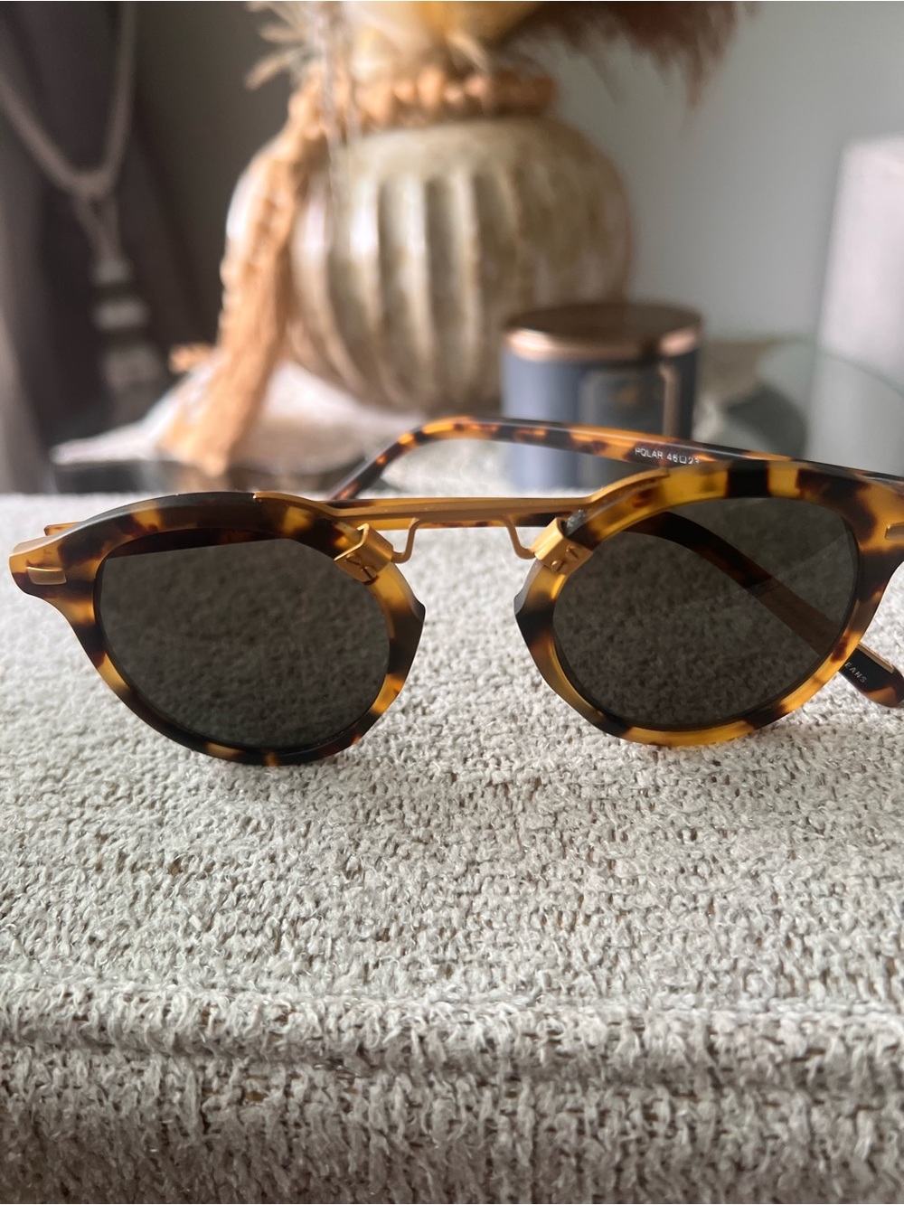 KREWE Tortoise Shell and Gold Double-Bridge Round Sunglasses